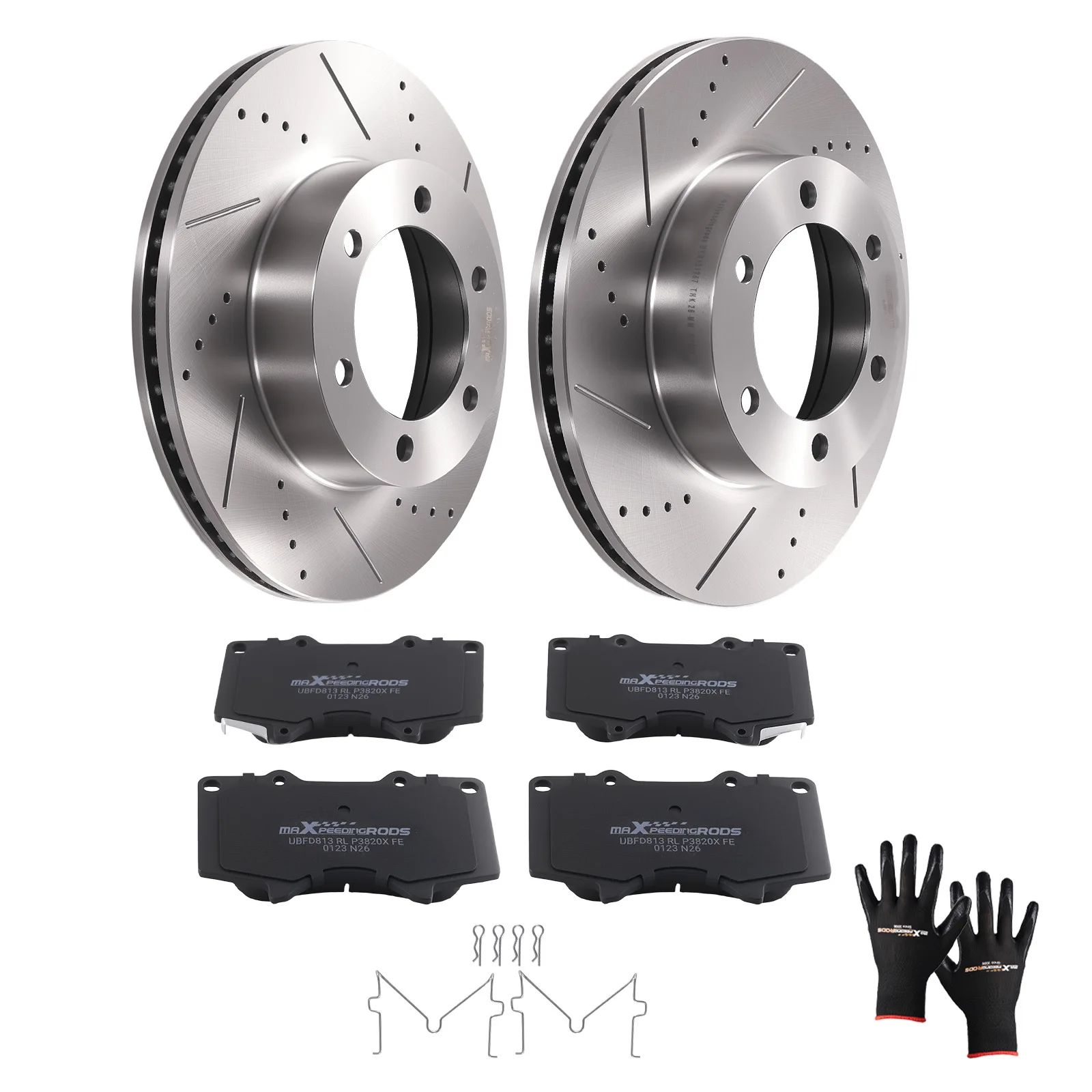 Front Vented Brake Rotors with Pads for Toyota Sequoia Tundra 2000-2006 S31267