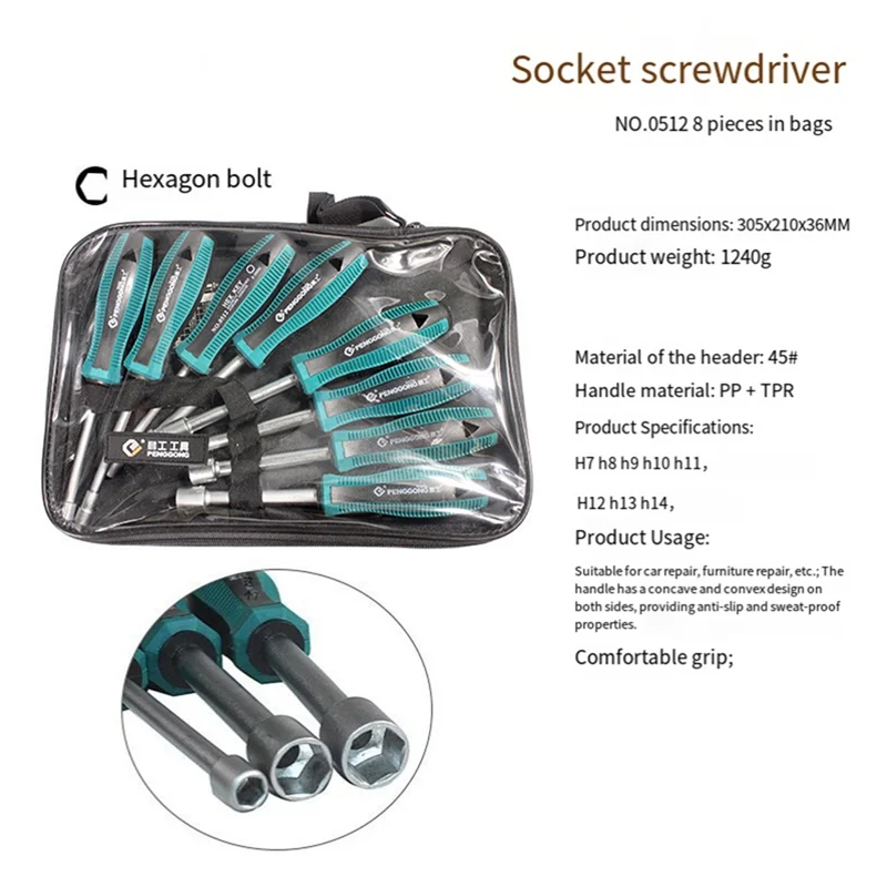 TKOH-ตกแต่งบ้าน SOCKET DRIVER ประแจ NUT Key Nutdriver มือเครื่องมือ 7/8/9/10/11/12/13/14 มม.อะไหล่