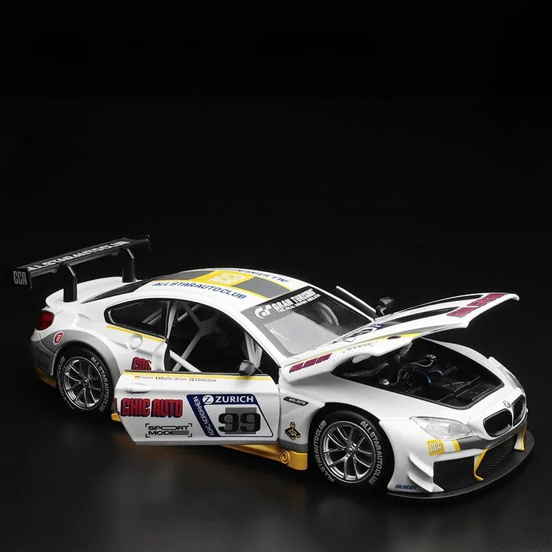 BMW-合金車モデルm6gt3,1:24モデル,ヒップスタープレイショーピース,子供のおもちゃ,男の子のスポーツカー