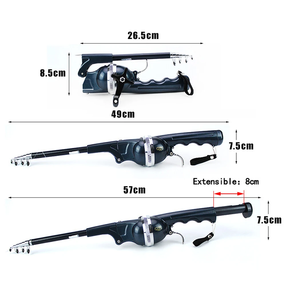 Portable Carp Foldable Sea Fishing Rod 134cm Telescopic Folding Ultra Hard Lure Pole Reel Combo 1 Body with Fishing Line Tackle