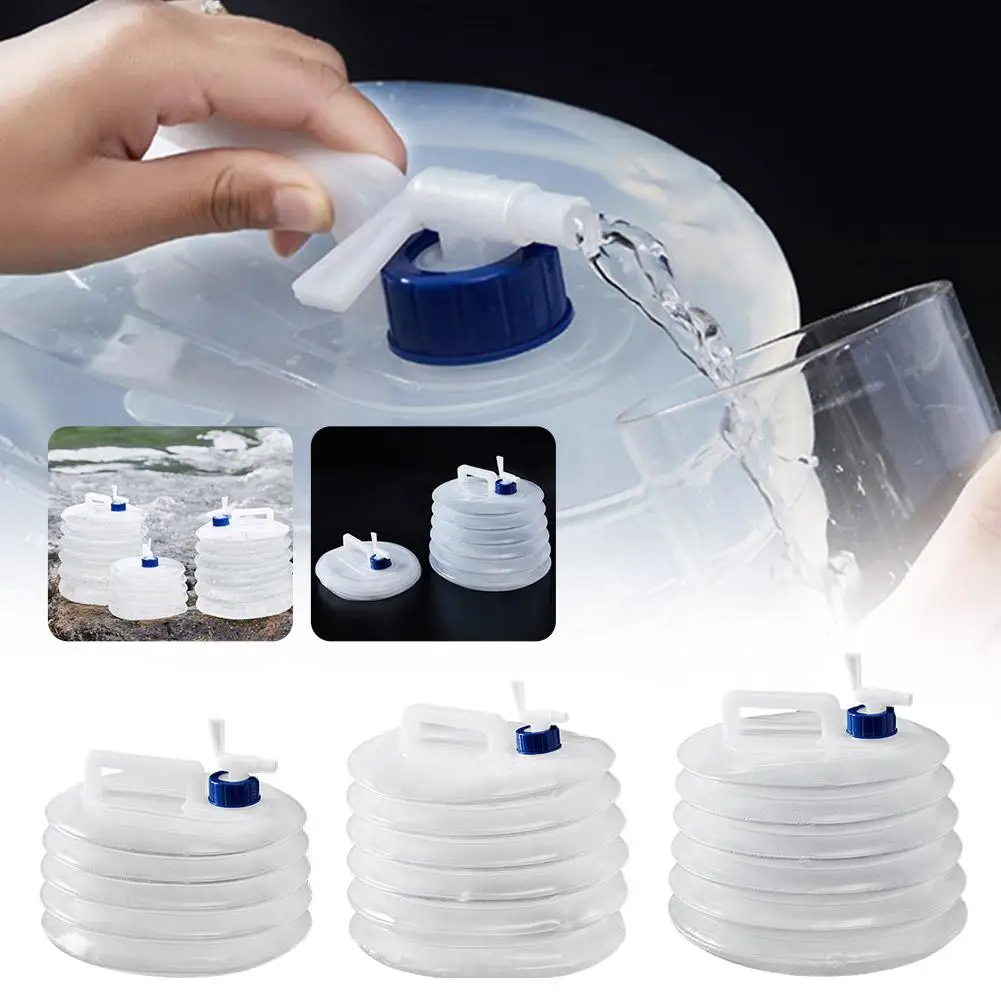 Portable Folding Water Container With Faucet Outdoor Camping Water Bag Collapsible Water Jug For Car Travel Storage Tank