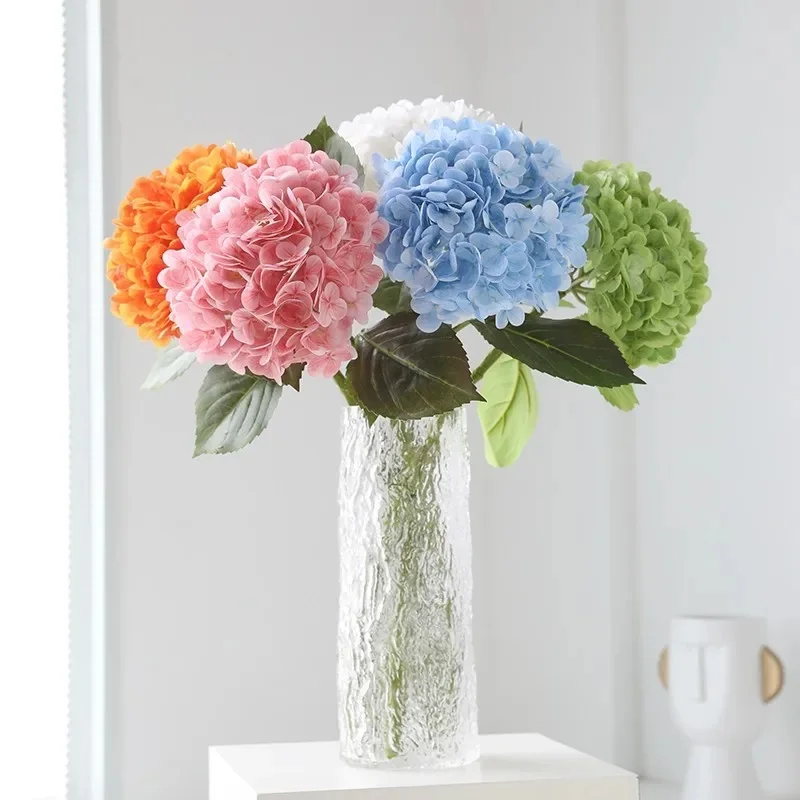 3D Latex  Artificial Hydrangea Branches Big Hydrangea Flower Real Touch Artificial Flowers Home Table Office Wedding Decoration