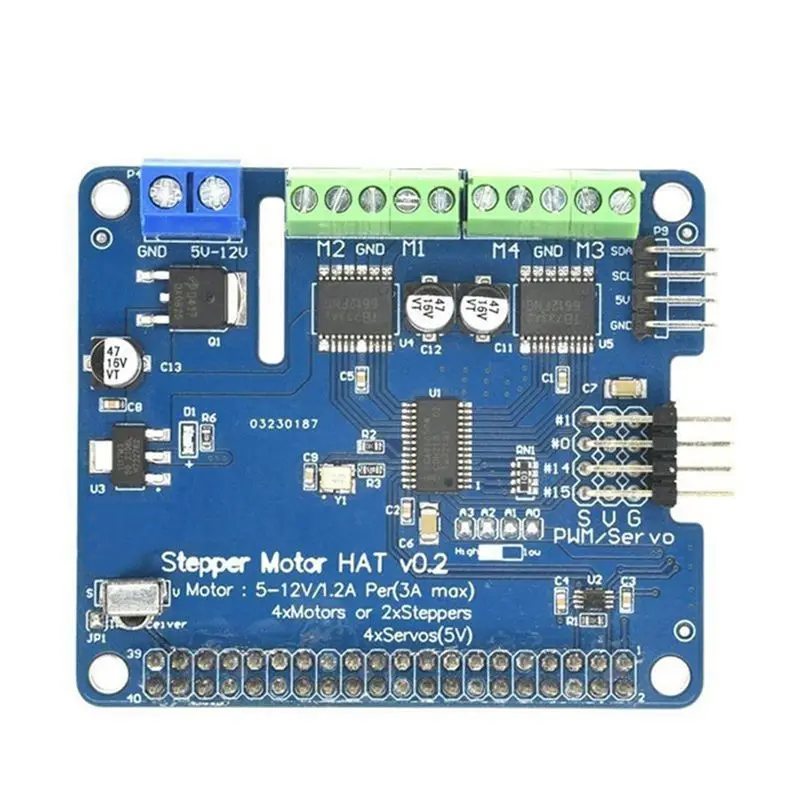 ABJN-Stepper Motor HAT V0.2+Robot Expansion Board Stepper/Motor/Servo For Raspberry Pi 3B/3B+ Replacement Parts Accessories