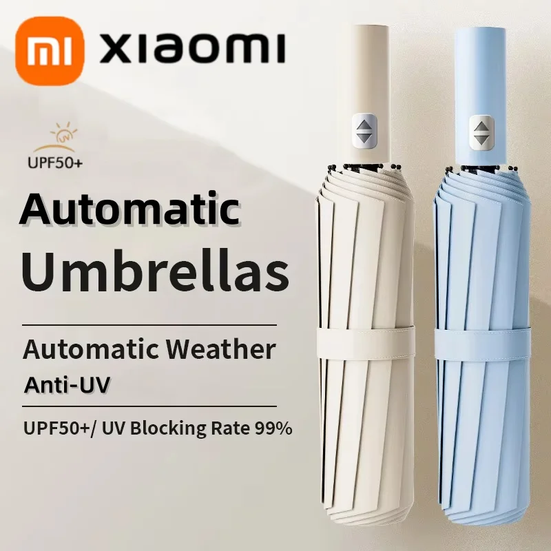 Xiaomi Mijia Fully Automatic Umbrella Black Glue Anti UV Rain Sun Folding Enlarge Reinforce Multicolor Windproof Large Size HOT