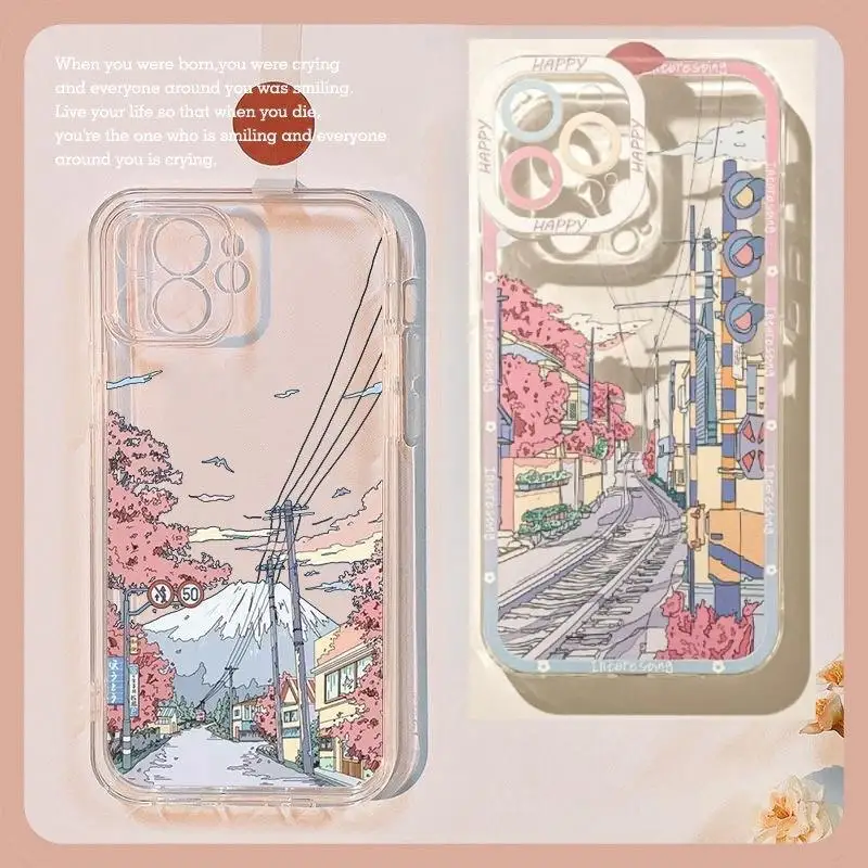 Japanese Anime Scenery Phone Case For Xiaomi Redmi Note 13 12 Pro 12S 13C 12C 10C A2 A1 Plus A3 Shockproof Soft Clear TPU Cover