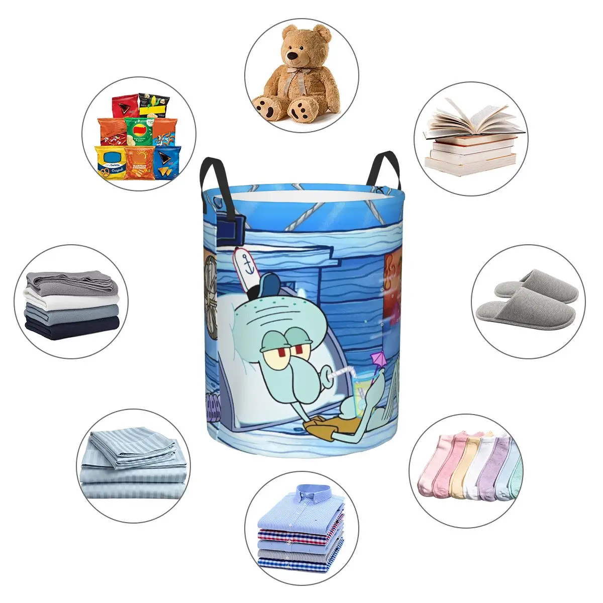 SquarePantsed Cartoon Anime SpongeBobed  Kids Toys Storage Basket for PlayRoom Decor Gift Laundry Hamper Baskets