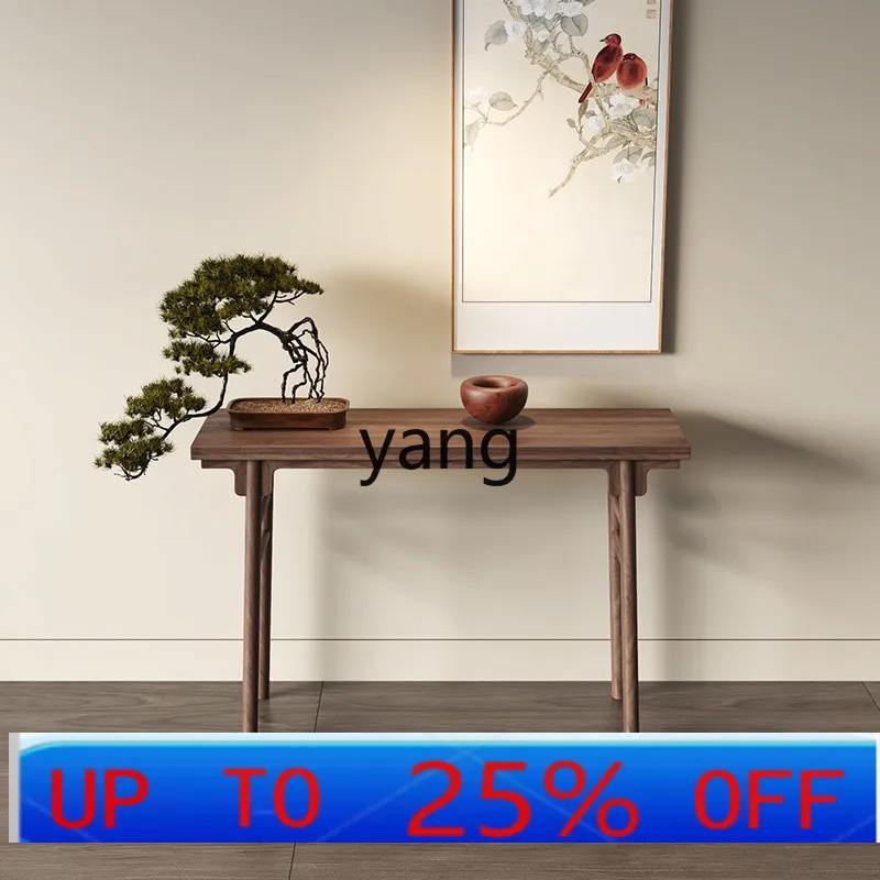 

LMM New Chinese Entrance Zen Solid Wood Entrance Black Walnut Bar Table