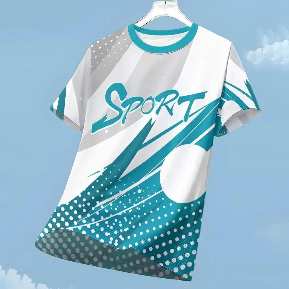 

2025 Summer New 3DT T-shirt Badminton Casual Printed Sport Short-sleeved Breathable Round-neck Quick-drying Short-sleeved Top