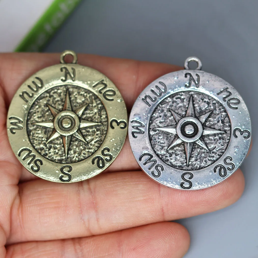 2Pcs/lot Sailor\'s Wind Rose Charm Pendant For DIY Necklace Earrings Handmade Jewelry Making