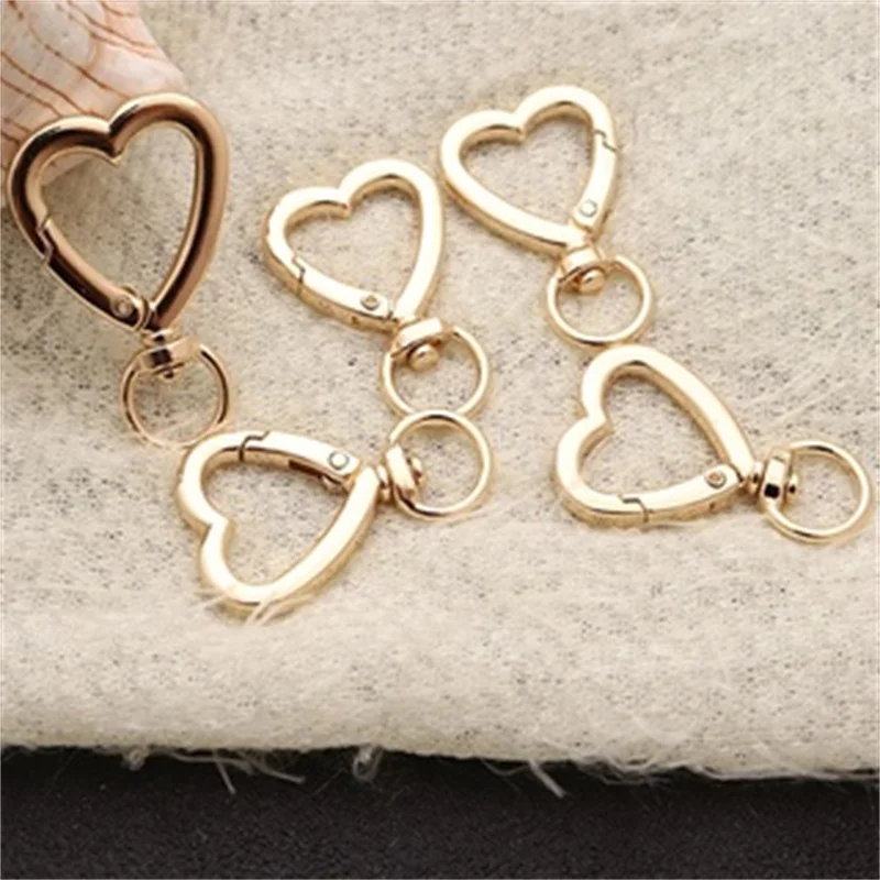 5PC Heart Spring Gate Rings Openable Keychain Leather Bag Belt Strap Dog Chain Buckles Snap Closure Clip Trigger DIY Accessorie