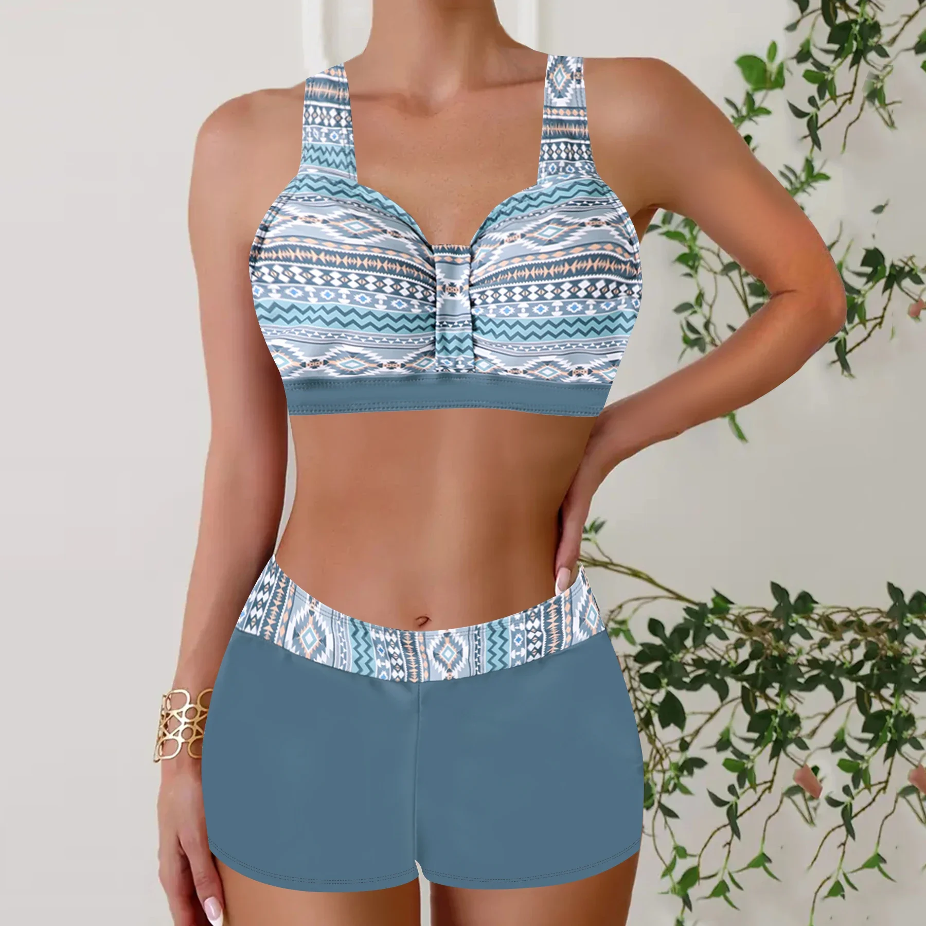 Tropical Print Fashion Two Piece Set Tankini, Summer Sexy Bikini  Swimsuits, Women's Swimwear & Clothing Beachwear
