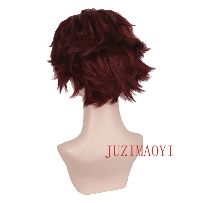 Tanjiro Kamado Short Chestnut Brown Heat Resistant Hair Cosplay Costume Wig