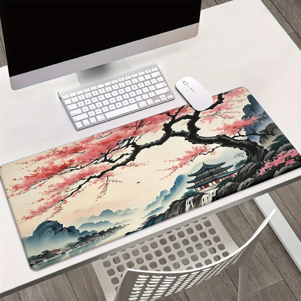 

Cherry Blossom landscape style mousepad large gaming durable PC accessory home office high-definition printing multi-functional