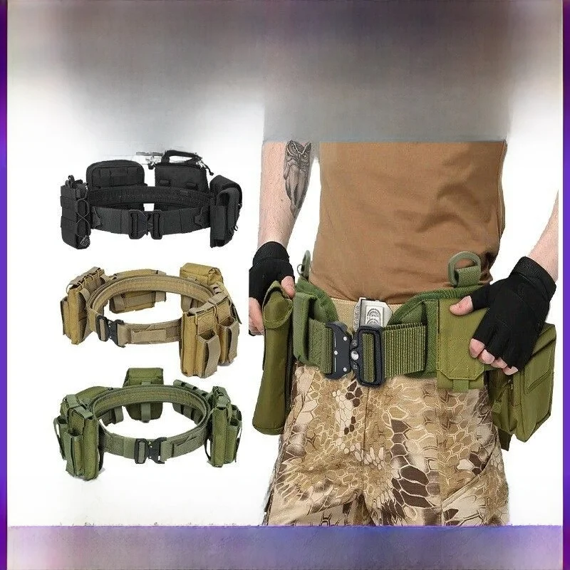 outdoor-patrol-tactical-waist-belt-adjustable-cross-border-equipment-eight-piece-set-detachable-multi-functional-belt-system