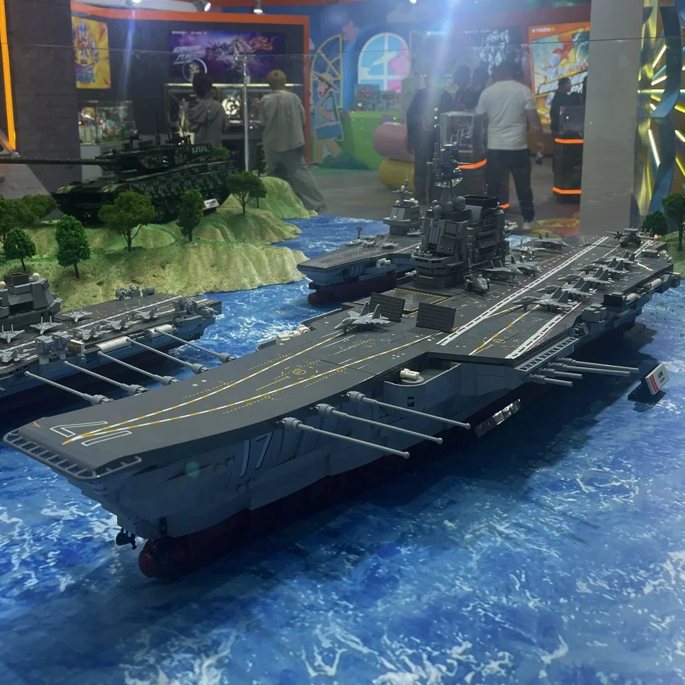 

Military Series Shandong Carrier Ship Building Blocks Navy Battleship Model Bricks WW2 Soldiers Weapon Toy For Kid Gift MOC