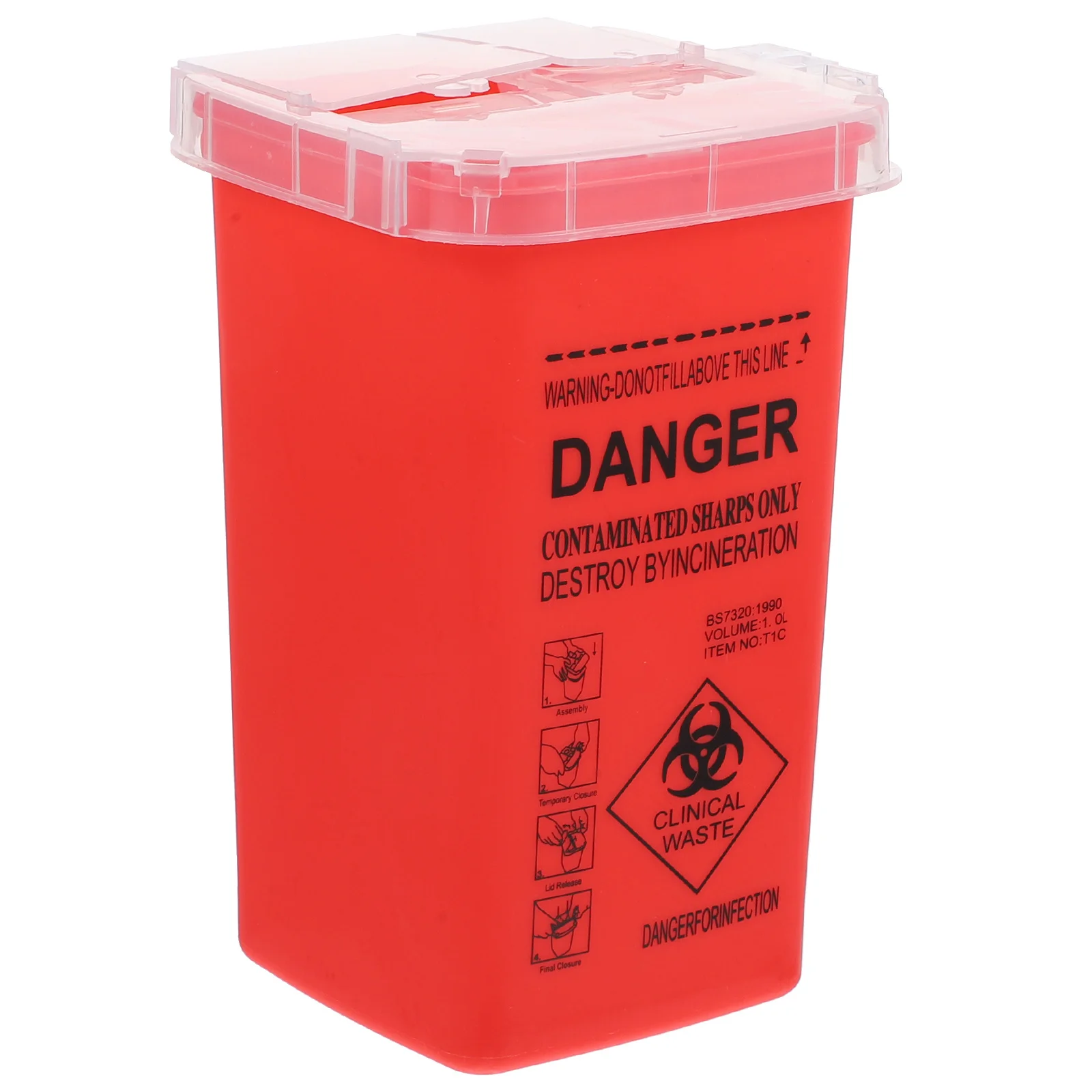 1개입 샤프스 폐기용 용기 빨간색 내구성 있는 바늘 수집통 휴대용 여행용 가정 클리닉 병원용 바늘