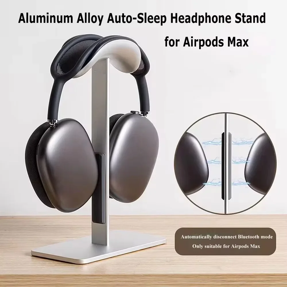 Aluminum Alloy Headphone Stand Detachable Auto-sleep Headset Holder Display Shelf for Airpods Max with Anti-Slip Silicone Pad