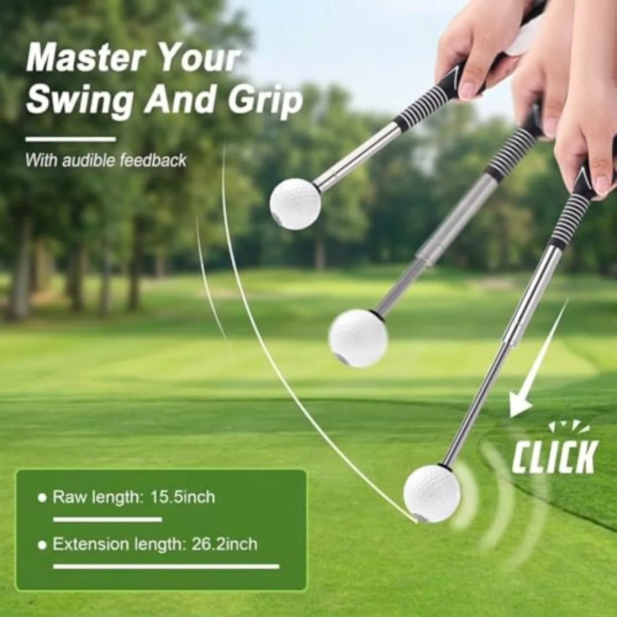 Golf Swing Practice Trainer Telescopic Sound Feedback Training Aid Beginners Left Hand Posture Corrector