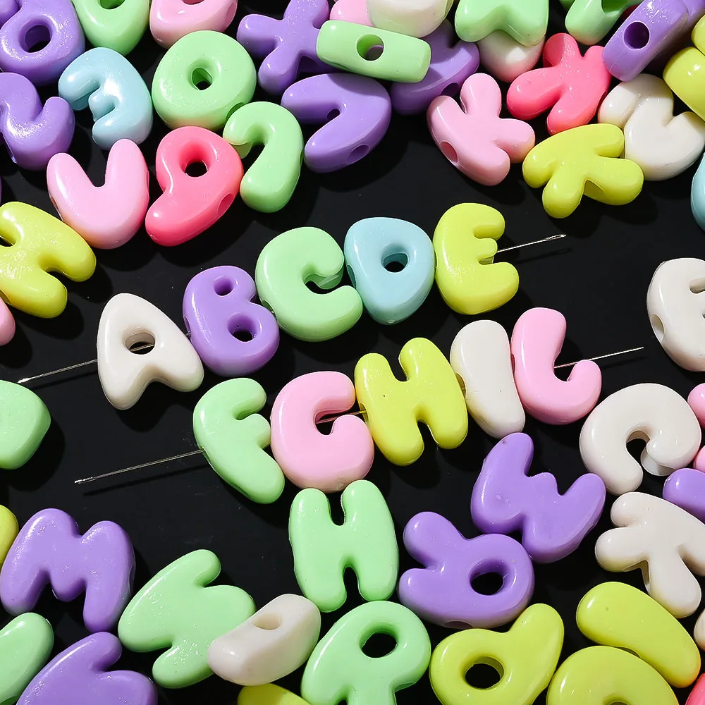 500g, ca. 175 Stück, bunte, interessante 3D-Alphabetperlen, einzigartiges Design, A-Z-Buchstaben, Acrylperlen mit großem Loch für DIY-Dekorationen – Detail 2