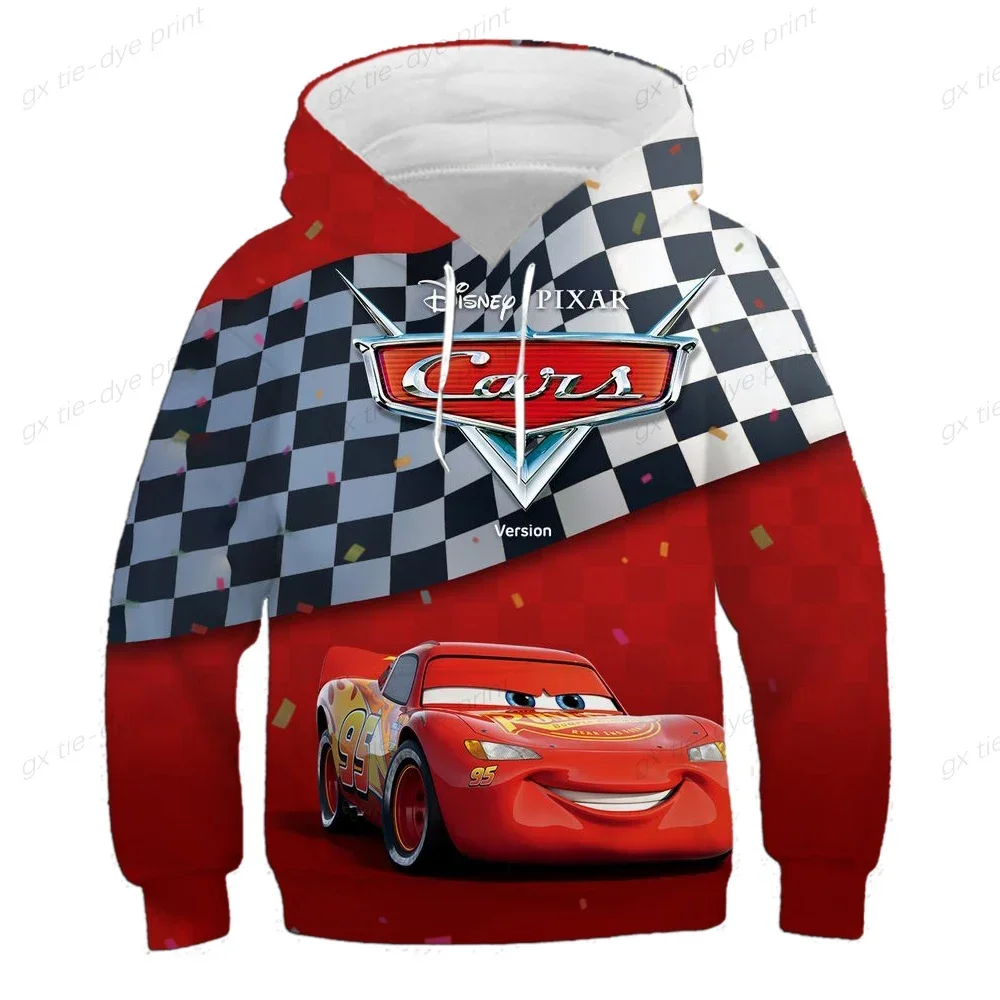 Pixar Cars Hooded Sweatshirt Kids Cartoon Lightning McQueen Children Long Sleeve T Shirt Baby Boys Clothes Girl Hoodies Top Tees