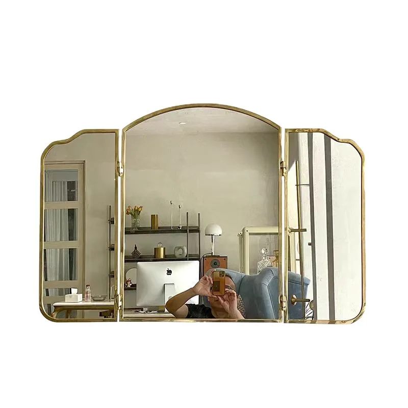 Retro dreifach faltbarer Feng Shui-Spiegel Badezimmerspiegel Badezimmer Make-up Hoteleingang faltbar