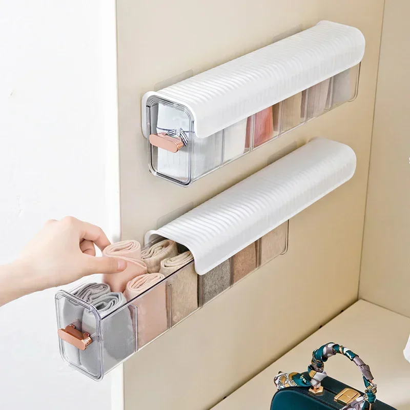 Makeup Organizer Wall-mounted Transparent Underwear Panties Socks Storage Box Closet Storage Box Seasoning Universal Storage Box