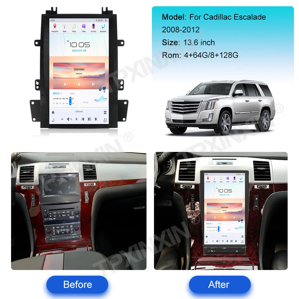 For Cadillac Escalade SLS STS 2007- 2012 Android Car Radio 2Din Stereo Receiver Autoradio Multimedia Player GPS Navi Head Unit