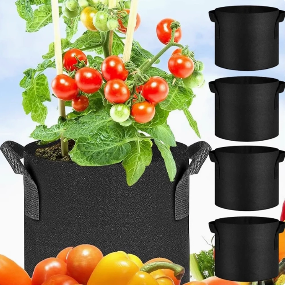 5-Pack Grow Bags/Aeration Fabric Pots with Handles(Available Capacities: 3 Gallon，4 Gallon, 5 Gallon, 7 Gallon, 30 Gallon)