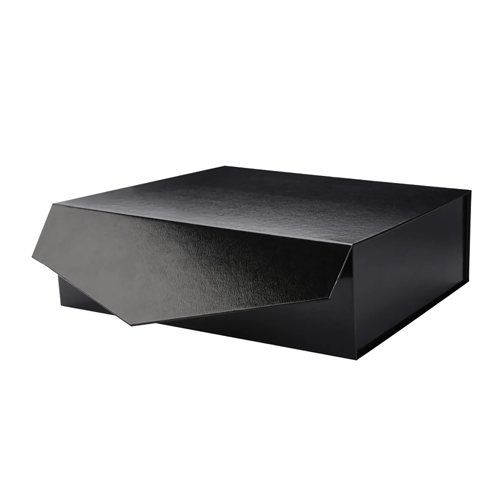 6Pcs 13.5x9x4.1 Inches Gift Box with Lids Groomsman Box Collapsible Gift Boxes with Magnetic Closure Glossy Black Grass Texture