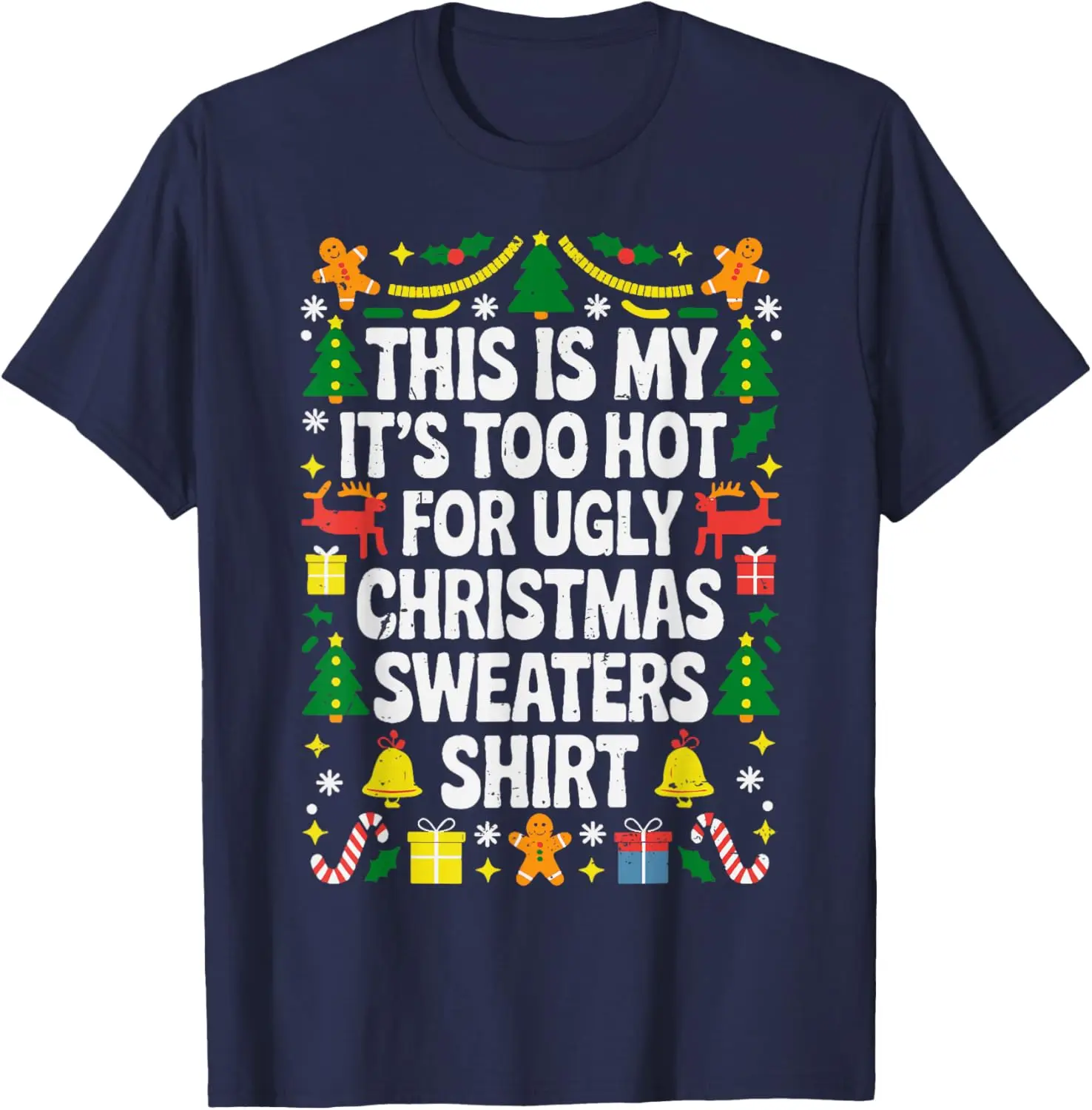 Merry Christmas Candy Cane Christmas Hat This Is My Christmas Funny Xmas PJs Men Women Gift Graphic Tshirts Fashion All-match
