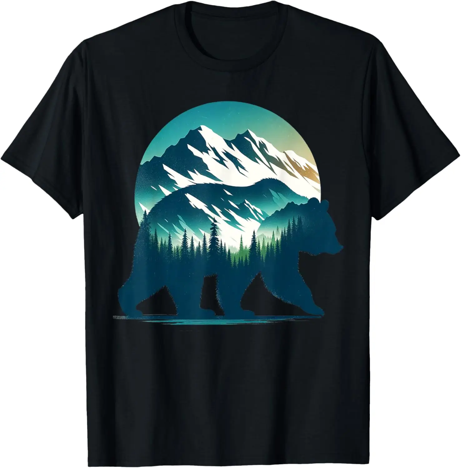 Bear Nature Mountain Tree Funny Outdoor Gifts For Men Women T-Shirt