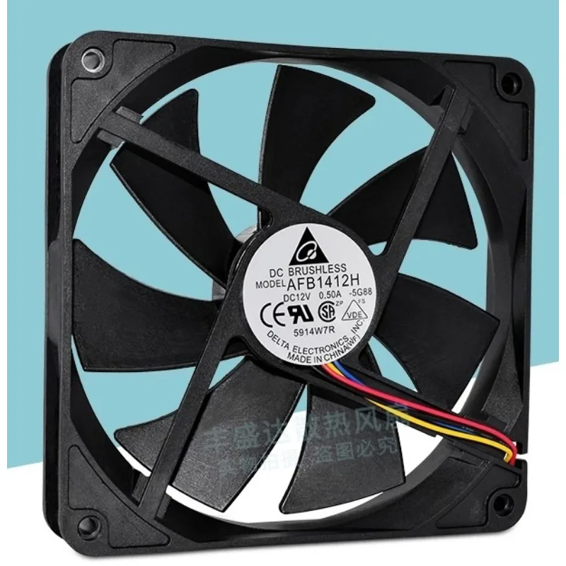 New Cooler Fan for Delta AFB1412H 14025 14CM 12V 0.50A Large Air Volume Double Ball PWM Cooling Fan 140x140x25mm