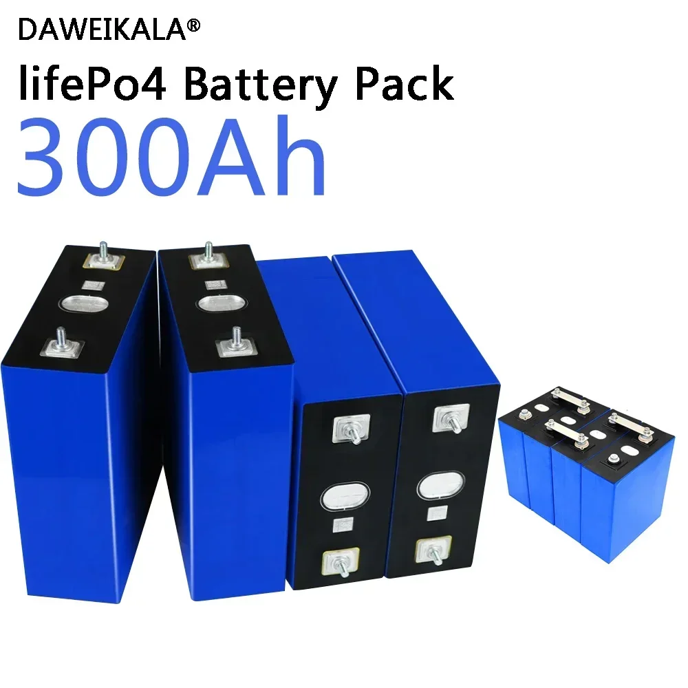 3.2V Lifepo4 Battery 300Ah Grade A Battery 12V 24V 48V Rechargeable Lithium Iron Phosphate Battery For Backup Power RV Boat Cart