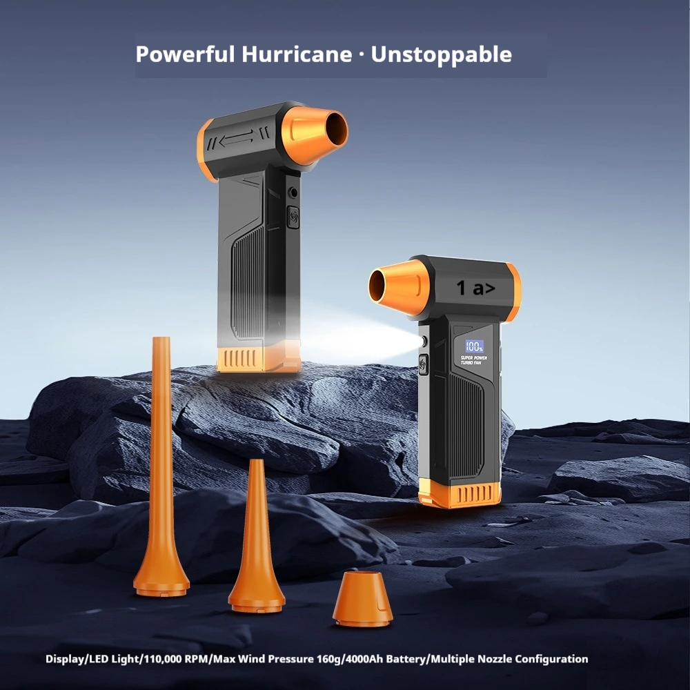 

Бесщеточный турбовентилятор-фен, портативный ручной воздуходув 4000 мАч, 4 скорости, для дома и улицы