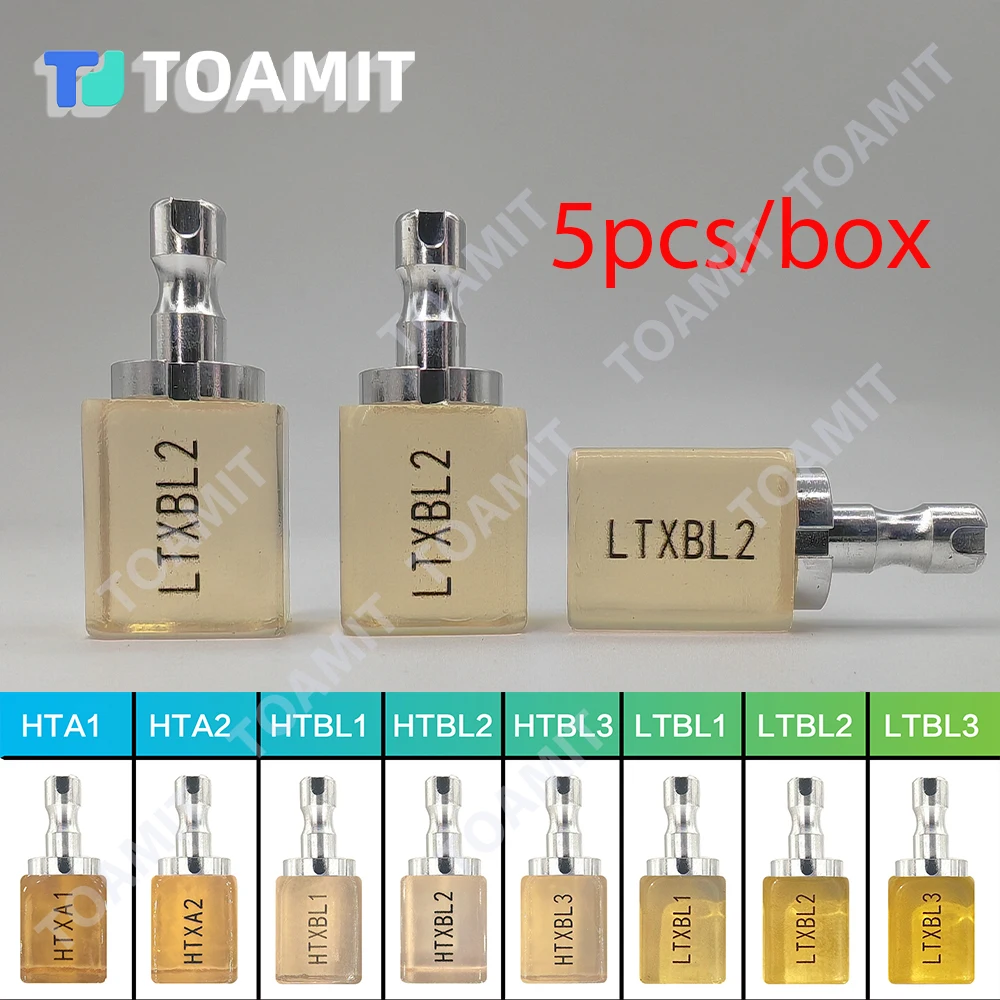 

Amber Ceramic Block 5pcs/box Denture Lithium Disilicate Glass Ceramic Porcelain Dentistry High Transparency Restoration Material