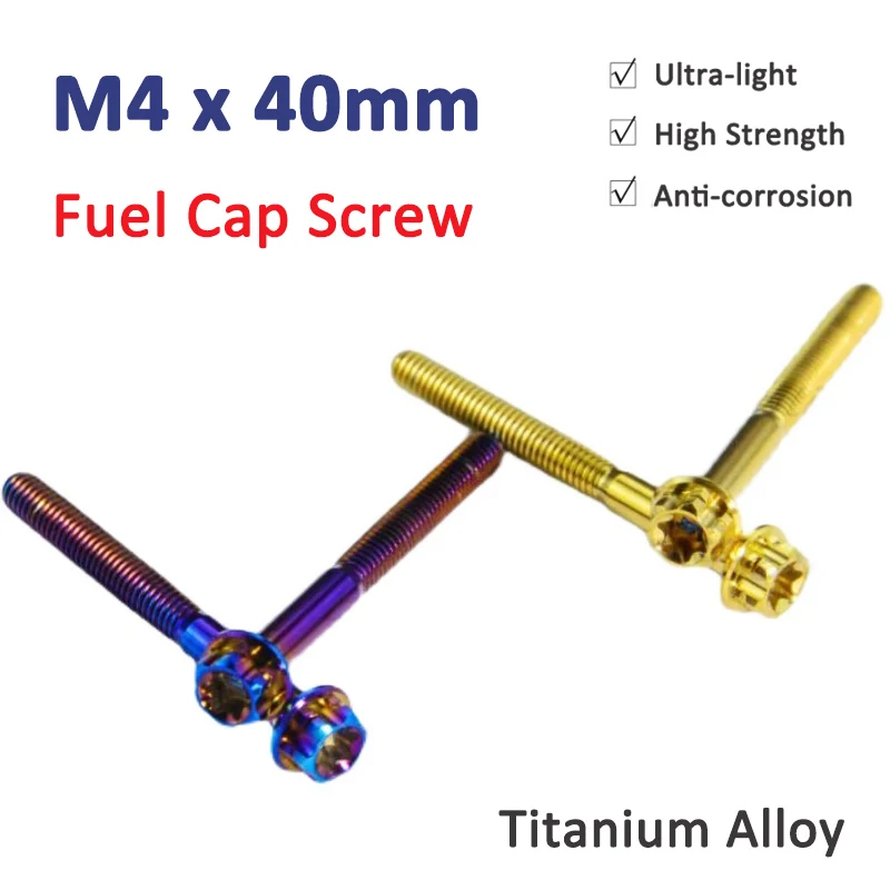 

2pcs Titanium Alloy Bolt M4 x 40mm Motorcycle Petrol Gas Tank Cover Fuel Cap Screw Torx Plum Head Flange Screws Anti-corrosion