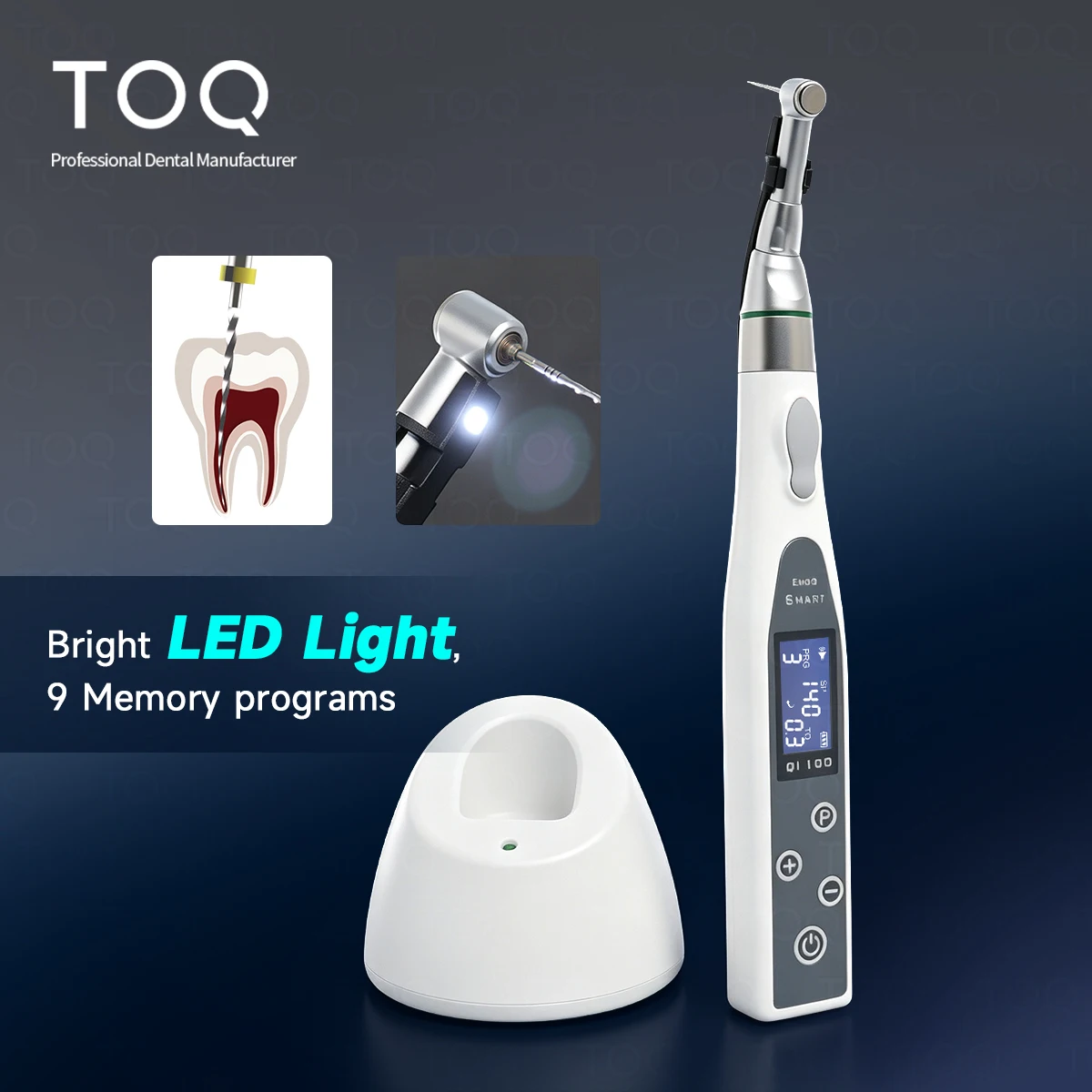 Moteur endodontique dentaire sans fil à LED avec réducteur 16:1, contre-angle haute précision, instrument de traitement des canaux radiculaires pour clinique dentaire