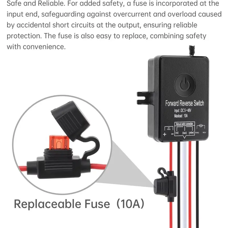 WORTHOWN-DC Motor Wireless Remote Control Switch 10A 5V-48V Actuator Controller Reverse/Forward Winch Solenoid Relay Contactors