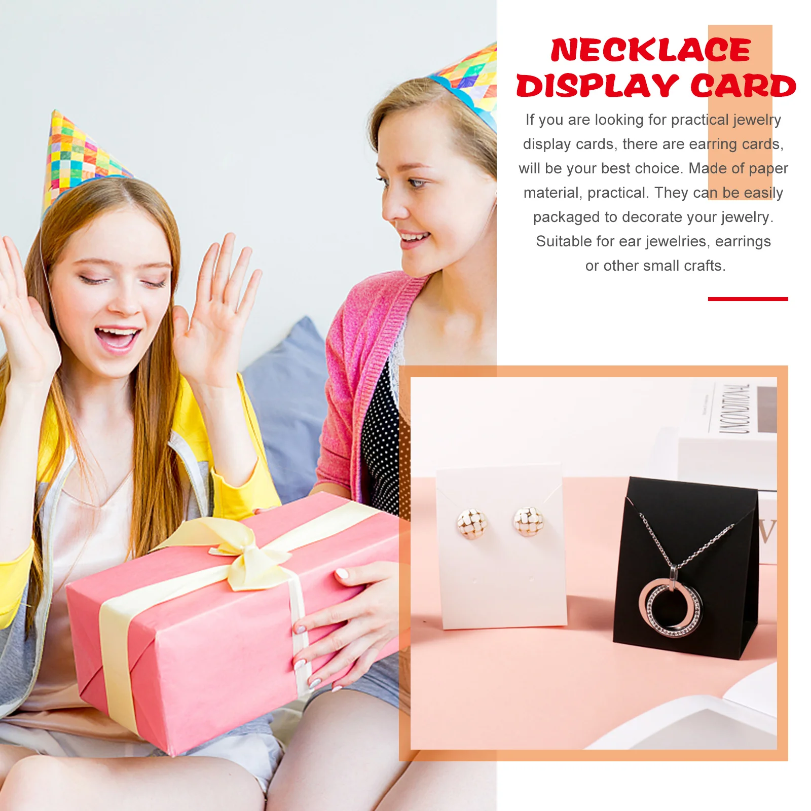 

SEWACC 100pcs Earring Display Cards Black Kraft Jewelry Holder for Earrings Necklaces Retail Craft Show Packaging Stand