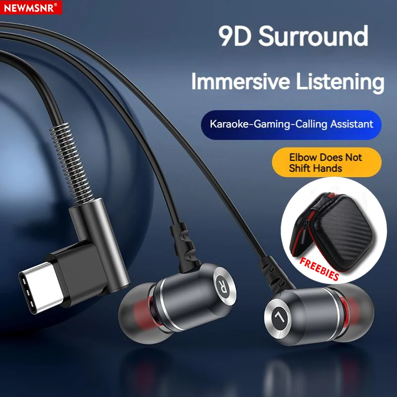 (free gift)Type C&3.5mm Wired Earphones In-Ear Headphones For Samsung Earbud Hifi Stereo Headset Noise Reduction Gamer Handsfree