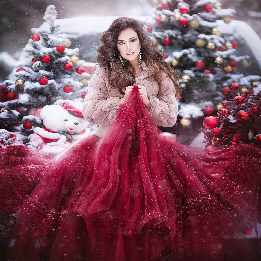 Jupe en Tulle bordeaux Extra bouffante, longue jupe de mariage, tenue de mariée, taille haute, Maxi Tutu, jupe d'anniversaire