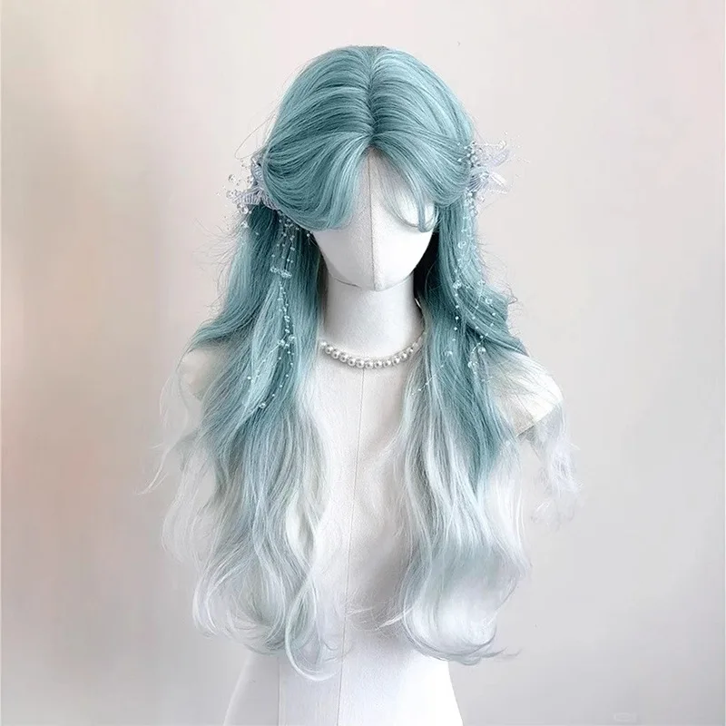 perruque-femme-bleu-menthe-changement-progressif-dentelle-tissee-a-la-main-longueur-moyenne-cheveux-boucles-moelleux-naturel-reglable