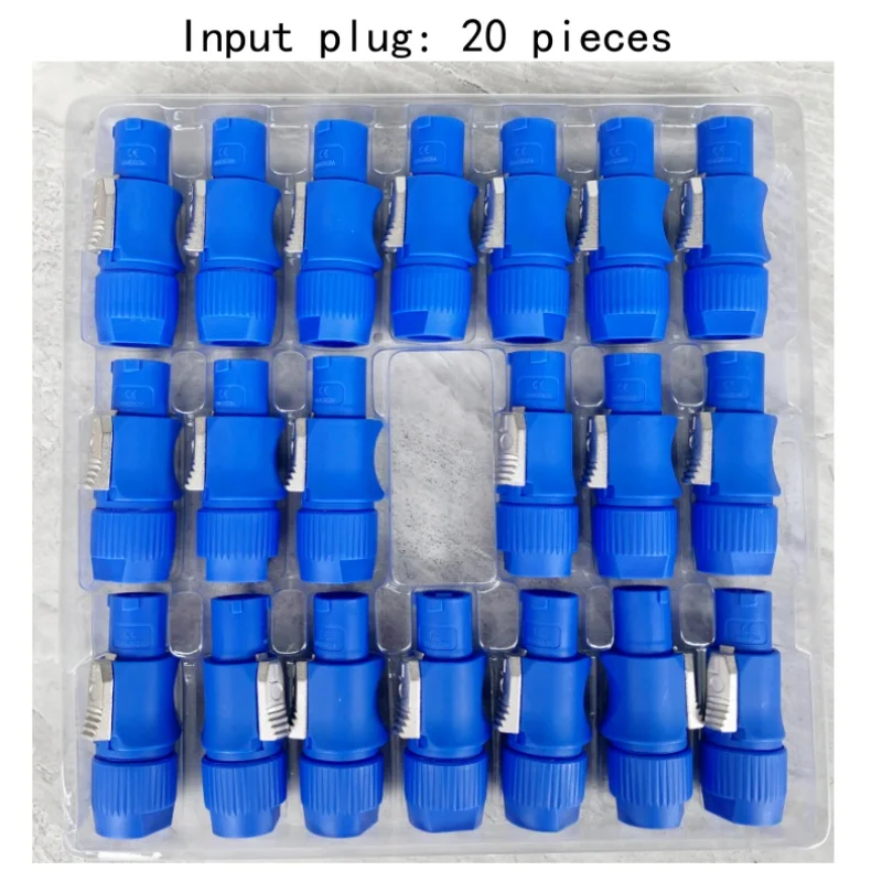 20 Pieces of Powercon Connectors, Three-Pin Male Plug, Nac3Fca Blue Input, Nac3Fcb White Output Plug, Ac Cable 20A 250V Power Plug Adapter, Suitable for Professional Audio Amplifiers, Stage Lighting, Etc.