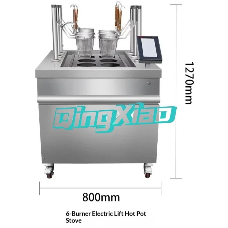 Commercial Intelligent Induction Noodle Boiler With 4/6 Hole Automatic Lifting Touch Control For Restaurant Pasta Noodle Cooking