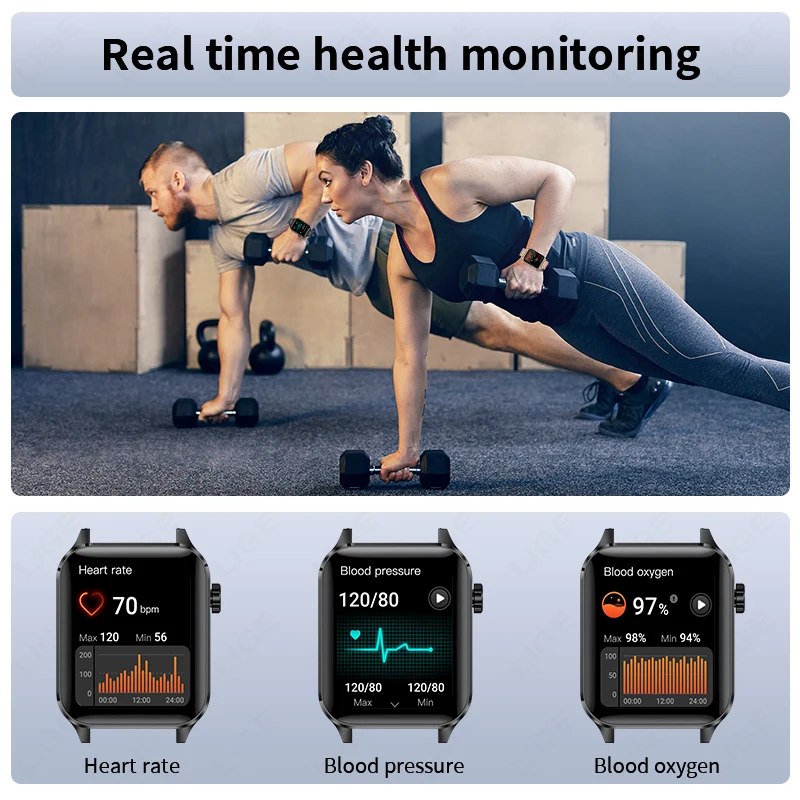 LIGE Bluetooth Call Smartwatch Health Monitoring Bracelet Waterproof Sports Women Men Smart Watches Physiological Cycle Reminder