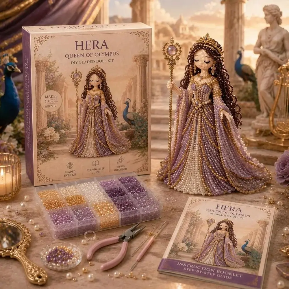 3D Design Beaded Goddess DIY Kit Miniature Size Complete Tools Set Bead Art Craft Set Decorative Ornament Weaving Technique