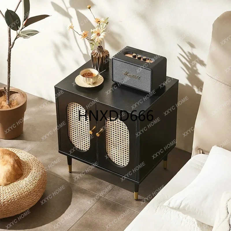 Wabi Sandy Wind Medieval Rattan Bedside Table Nordic Simple Modern Storage Cabinet