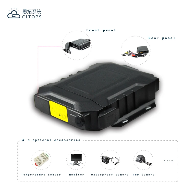 เครื่องบันทึกภาพเคลื่อนไหวบนยานพาหนะ 4 ช่องสัญญาณ H.265 SSD 1080P พร้อมระบบกล้องวงจรปิดแบบเรียลไทม์
