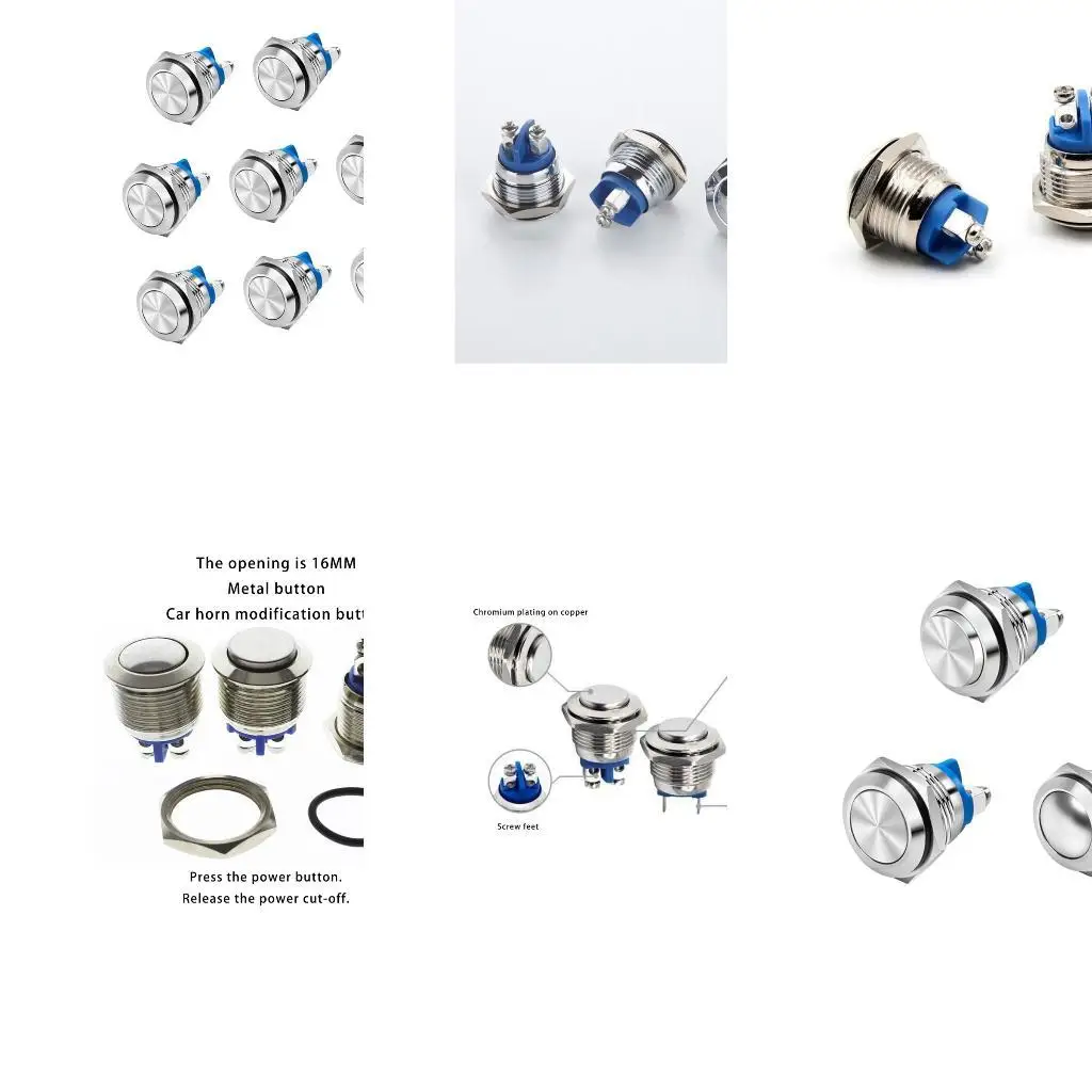 

652F 8Pcs 16mm Waterproof Momentary Metal Push Button Horn Switches Car Engine Doorbell Power Switches Round Screw Terminals