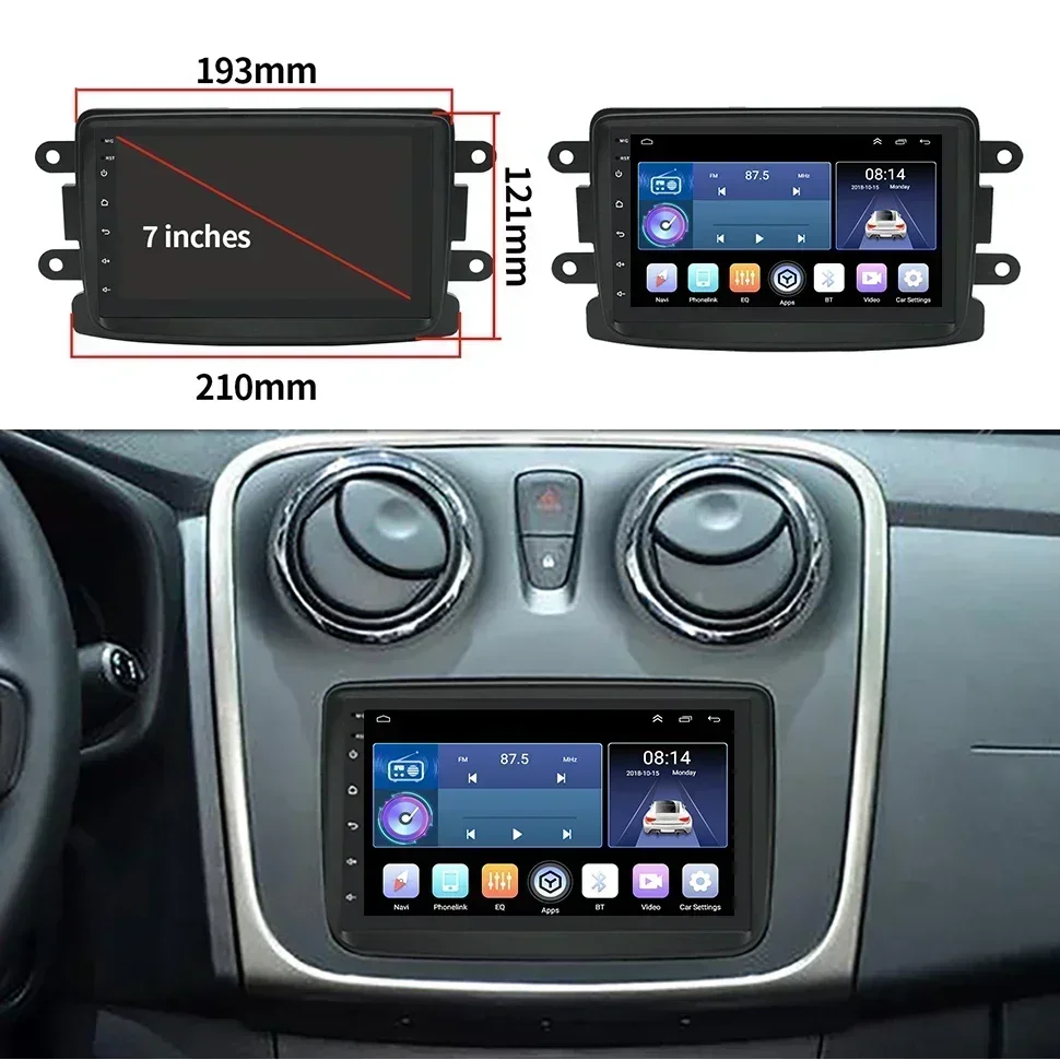 7'' Android Auto Car Radio for Dacia Sandero Duster Renault Captur Lada Xray 2 Logan 2 CarPlay IPS GPS Navigation Vehicle Audio